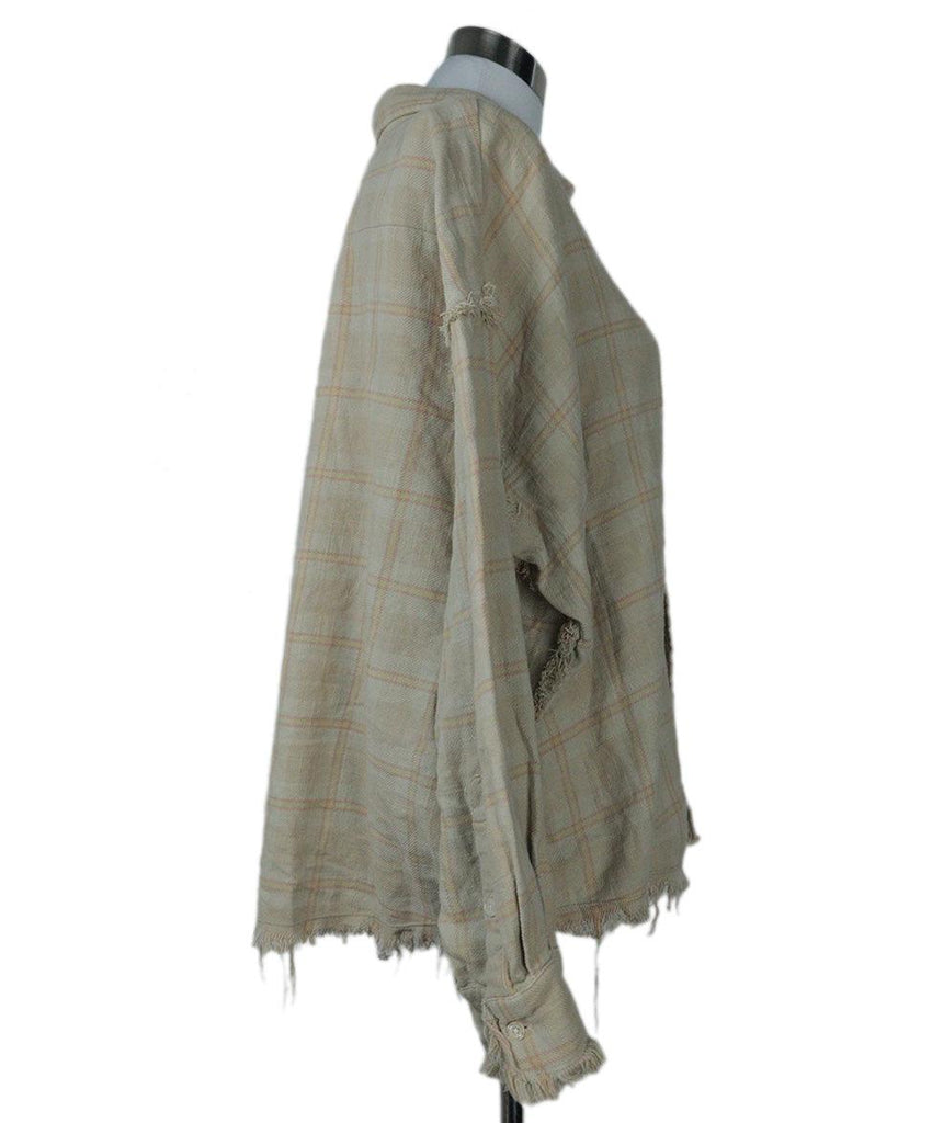 R13 Beige & Pink Plaid Flannel Shirt sz 2 - Michael's Consignment NYC