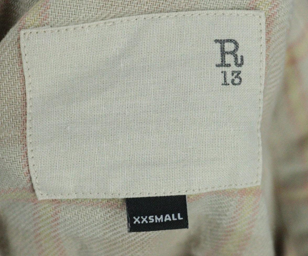 R13 Beige & Pink Plaid Flannel Shirt sz 2 - Michael's Consignment NYC