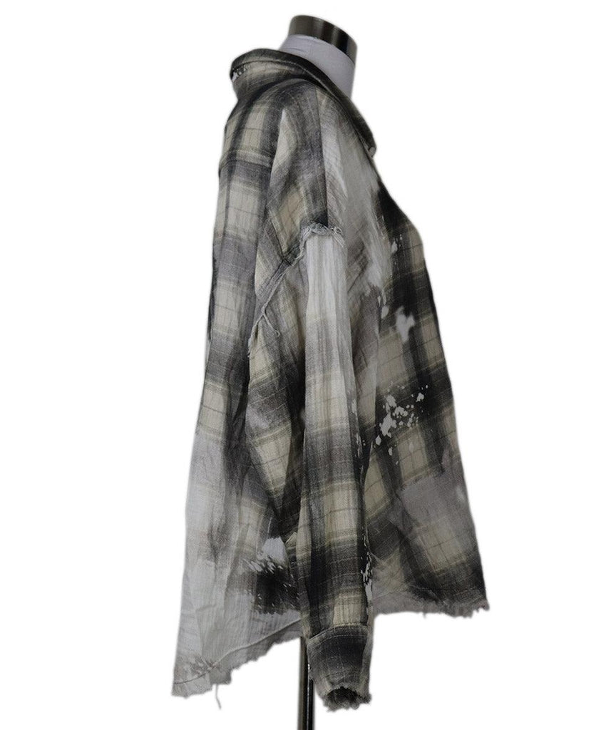 R13 Grey & Beige Plaid Flannel Shirt sz 2 - Michael's Consignment NYC