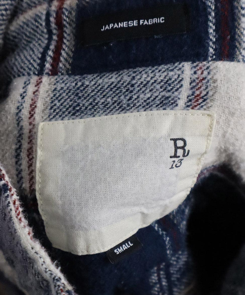 R13 Navy & White Plaid Flannel Shirt sz 2 - Michael's Consignment NYC