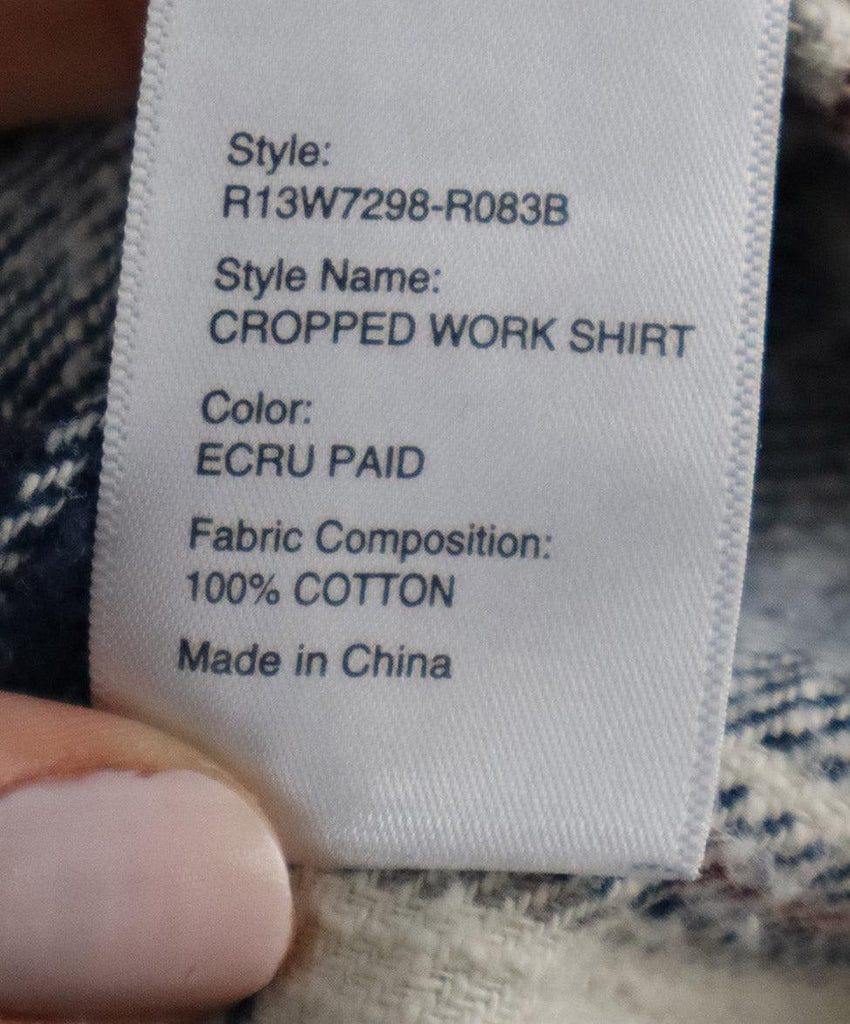 R13 Navy & White Plaid Flannel Shirt sz 2 - Michael's Consignment NYC