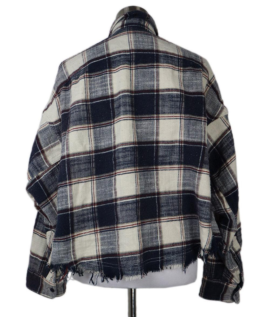 R13 Navy & White Plaid Flannel Shirt sz 2 - Michael's Consignment NYC