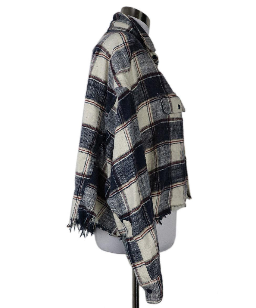 R13 Navy & White Plaid Flannel Shirt sz 2 - Michael's Consignment NYC