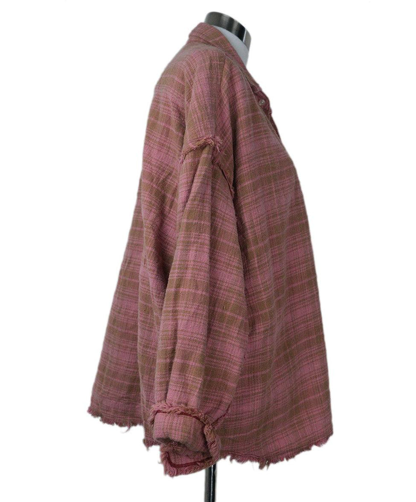 R13 Pink & Brown Plaid Flannel Top sz 2 - Michael's Consignment NYC