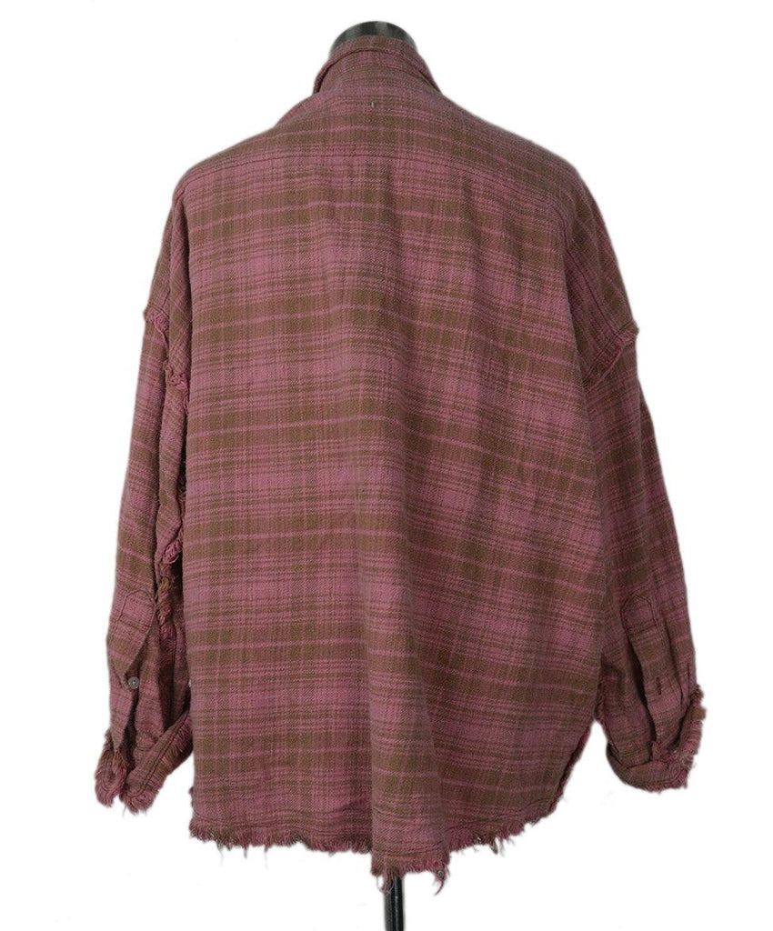 R13 Pink & Brown Plaid Flannel Top sz 2 - Michael's Consignment NYC