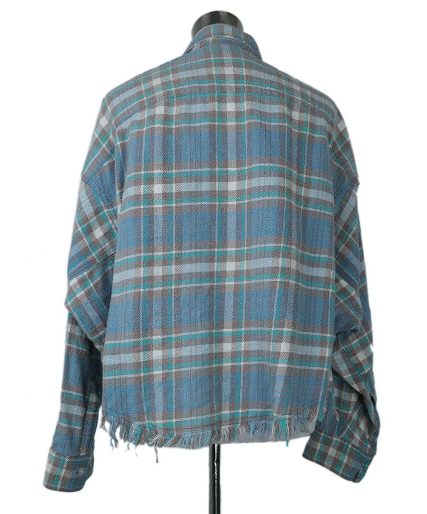 R13 Turquoise Plaid Flannel Shirt sz 4 - Michael's Consignment NYC