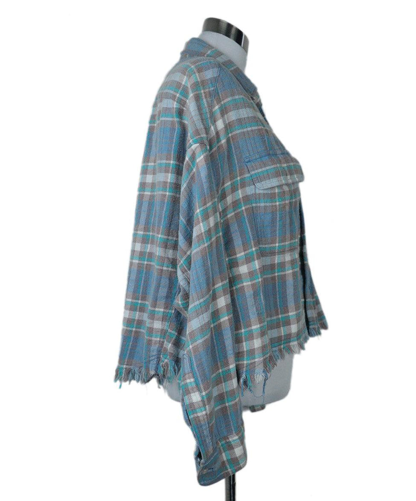 R13 Turquoise Plaid Flannel Shirt sz 4 - Michael's Consignment NYC