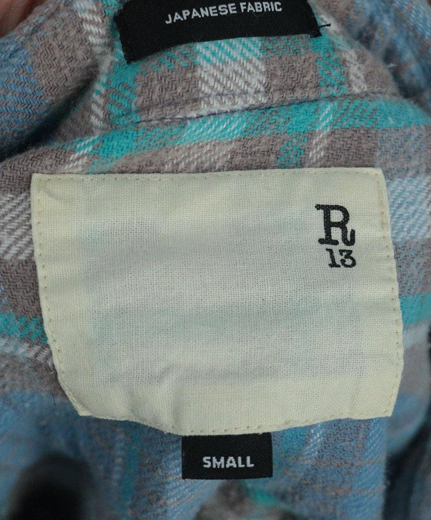 R13 Turquoise Plaid Flannel Shirt sz 4 - Michael's Consignment NYC