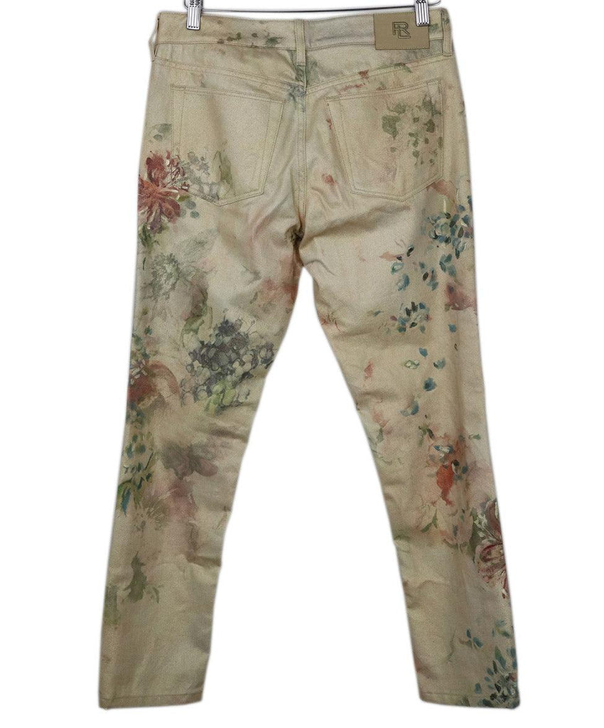 Ralph Lauren Gold Floral Print Denim Pants sz 6 - Michael's Consignment NYC