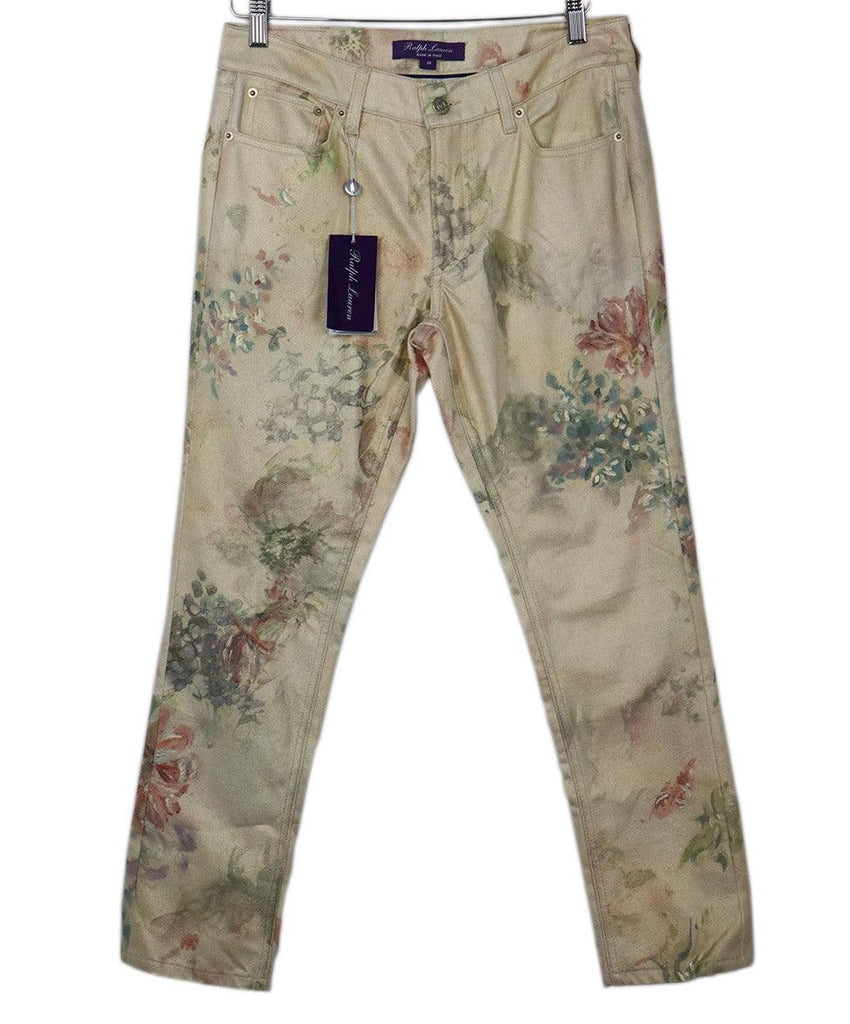 Ralph Lauren Gold Floral Print Denim Pants sz 6 - Michael's Consignment NYC
