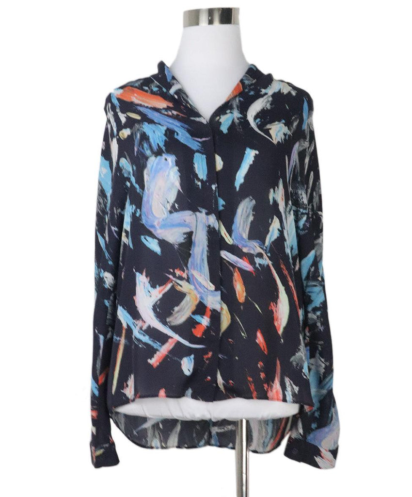 Reiss Navy Print Blouse sz 0 - Michael's Consignment NYC