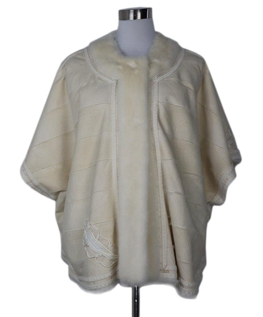 Reversible White Link & Leather Poncho sz 4 - Michael's Consignment NYC