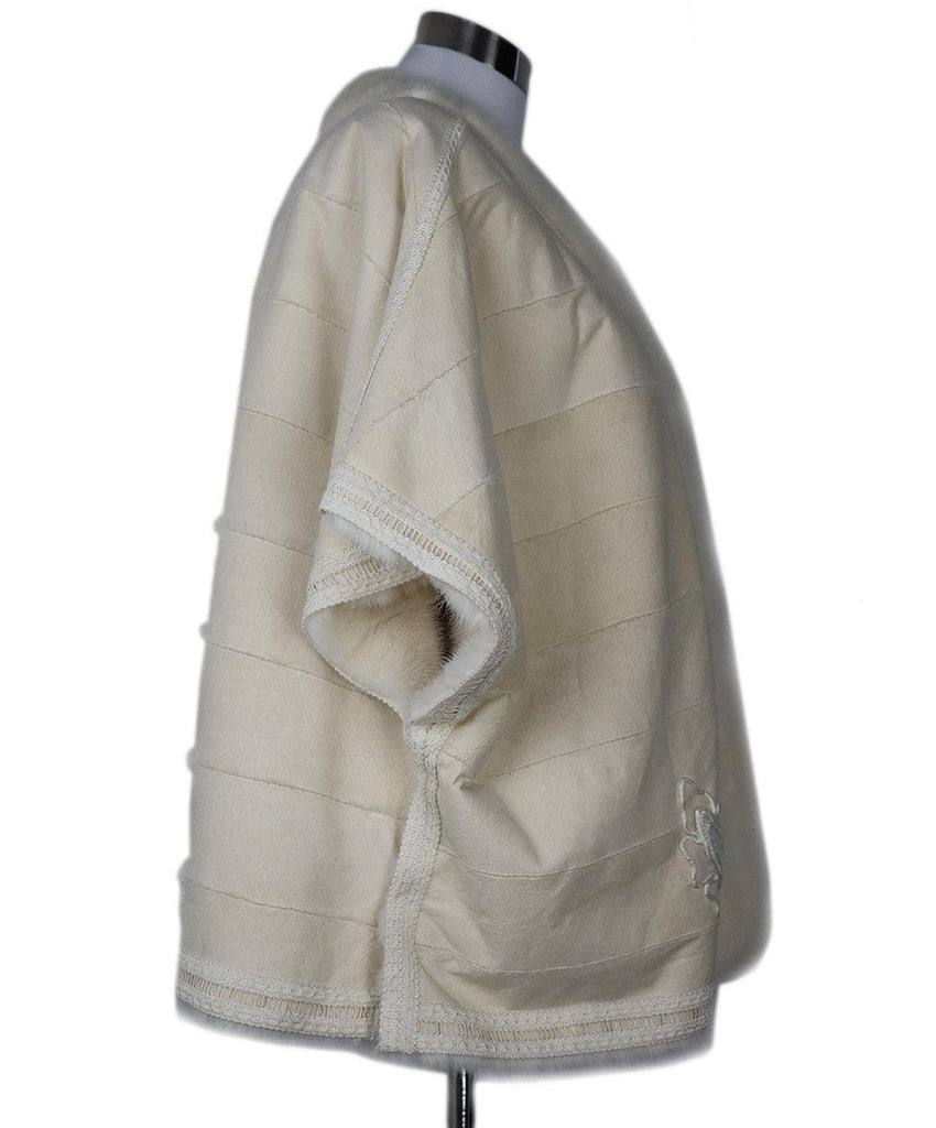 Reversible White Link & Leather Poncho sz 4 - Michael's Consignment NYC