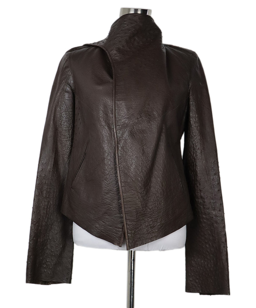 Revillon Vintage Brown Ostrich Leather Jacket sz 6 - Michael's Consignment NYC