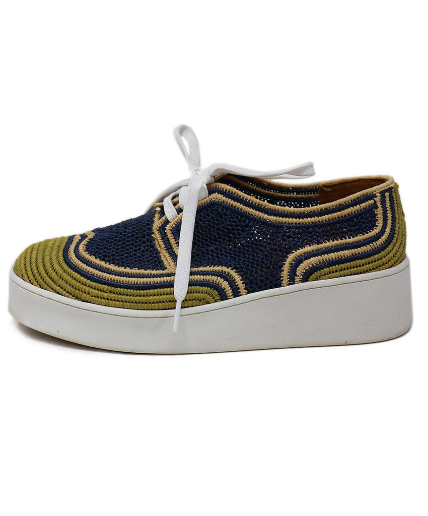 Robert Clergerie Navy & Beige Woven Raffia Sneakers sz 11 - Michael's Consignment NYC