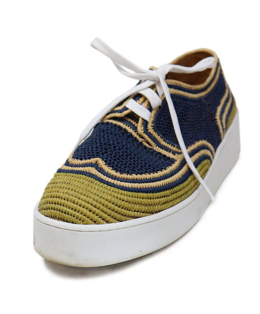 Robert Clergerie Navy & Beige Woven Raffia Sneakers sz 11 - Michael's Consignment NYC