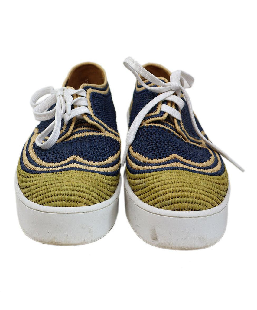 Robert Clergerie Navy & Beige Woven Raffia Sneakers sz 11 - Michael's Consignment NYC
