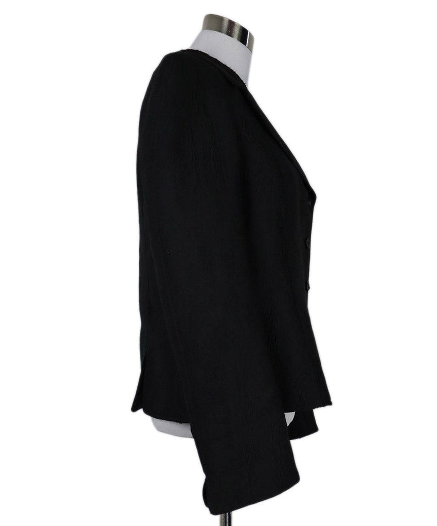 Rochas Black Crepe Textured Jacket sz 8 - Michael's Consignment NYC