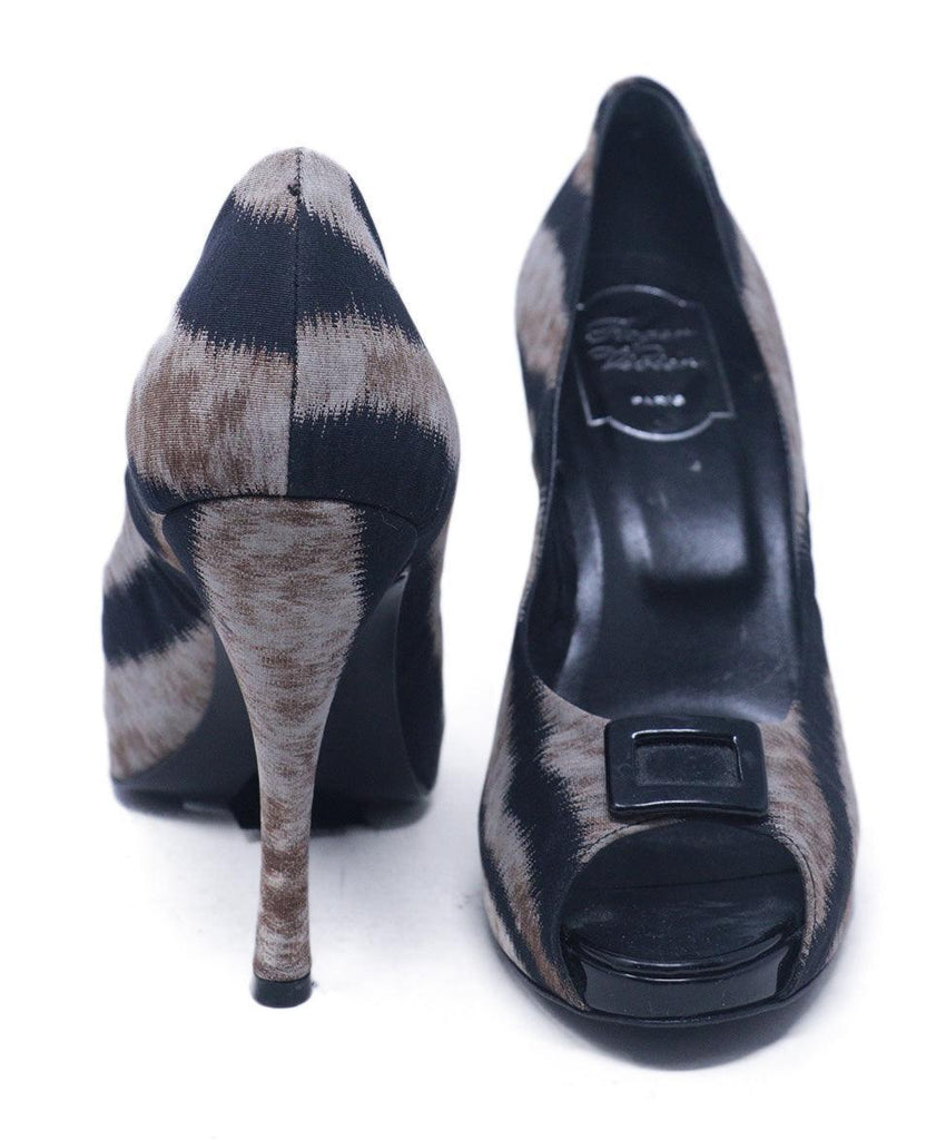 Roger Vivier Black & Beige Print Heels sz 7 - Michael's Consignment NYC
