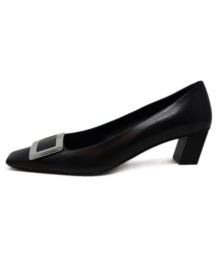 Roger Vivier Black Leather & Silver Buckle Heels sz 12 - Michael's Consignment NYC