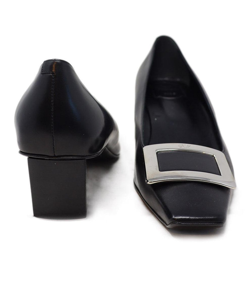 Roger Vivier Black Leather & Silver Buckle Heels sz 12 - Michael's Consignment NYC