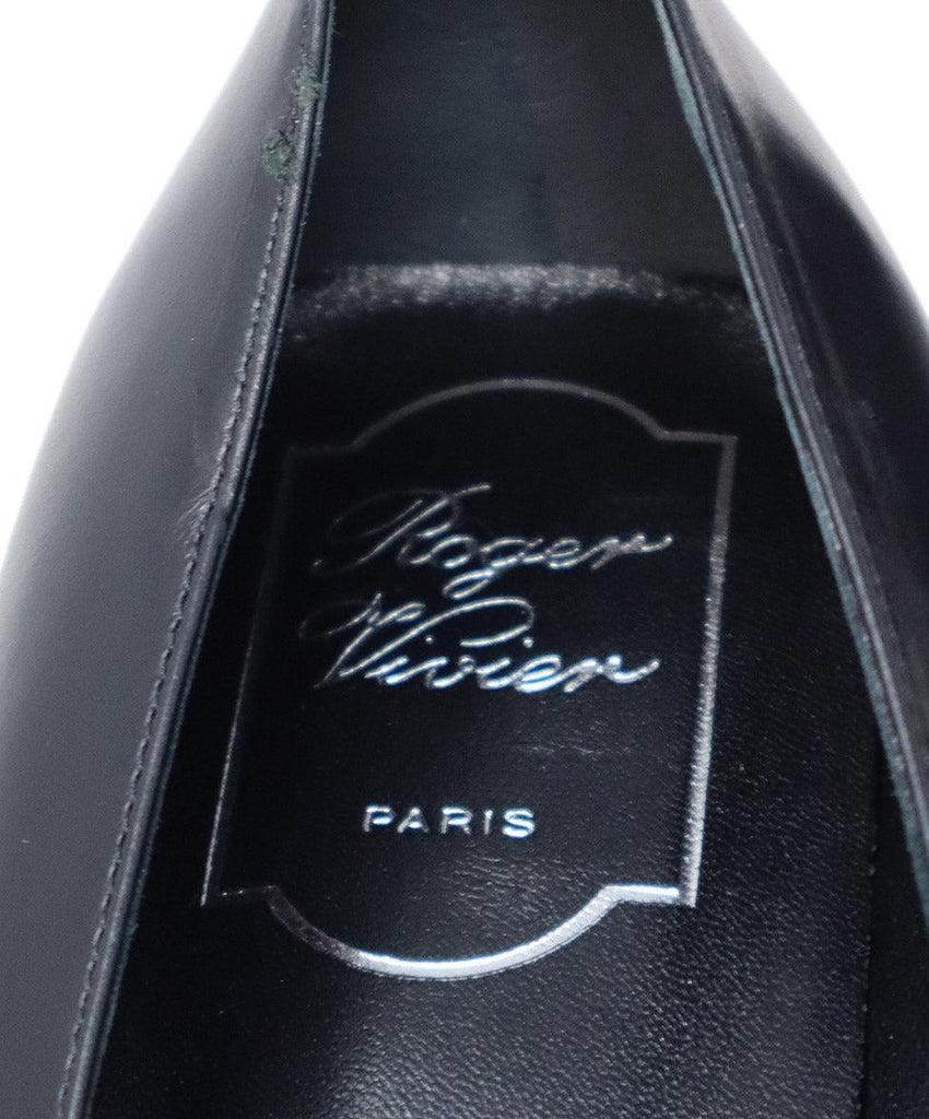 Roger Vivier Black Leather & Silver Buckle Heels sz 12 - Michael's Consignment NYC