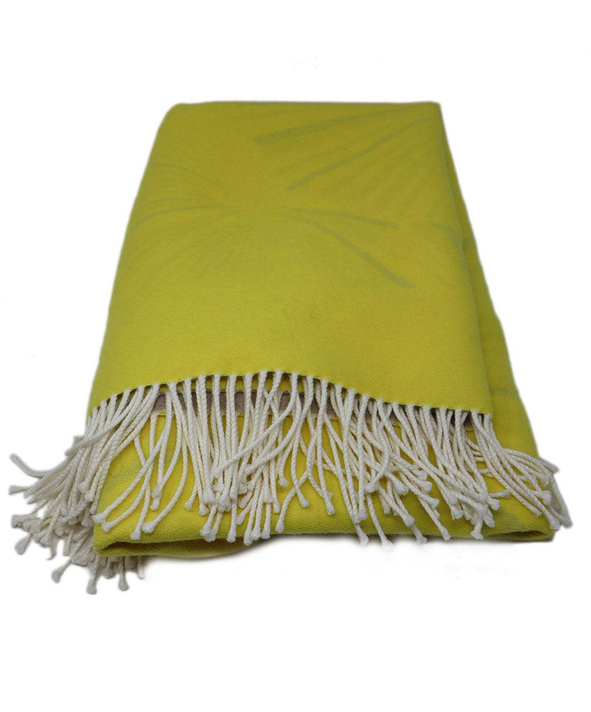 Rolex Yellow & Beige Wool Reversible Throw - Michael's Consignment NYC