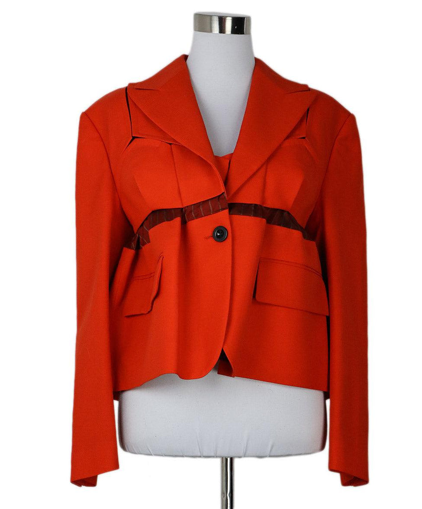 Sacai Red Pinstriped Wool Blazer sz 2 - Michael's Consignment NYC