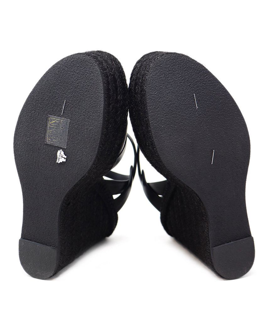 Saint Laurent Black Leather Espadrille Sandals sz 7 - Michael's Consignment NYC