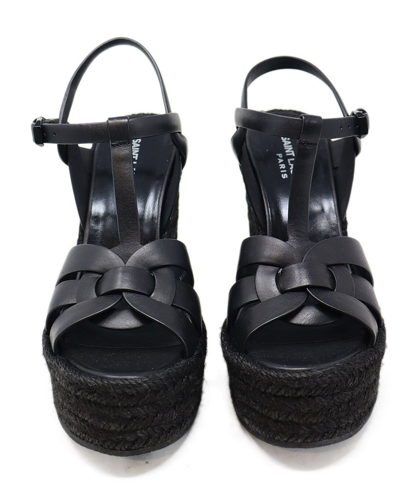 Saint Laurent Black Leather Espadrille Sandals sz 7 - Michael's Consignment NYC