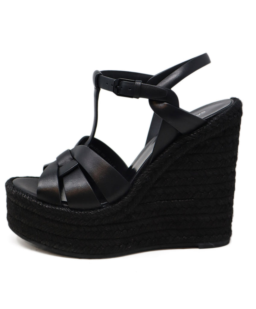 Saint Laurent Black Leather Espadrille Sandals sz 7 - Michael's Consignment NYC