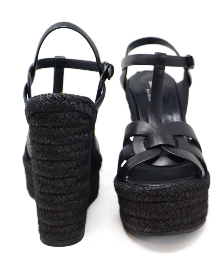 Saint Laurent Black Leather Espadrille Sandals sz 7 - Michael's Consignment NYC
