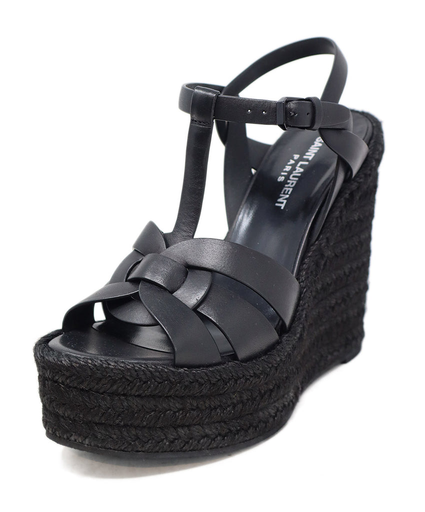 Saint Laurent Black Leather Espadrille Sandals sz 7 - Michael's Consignment NYC