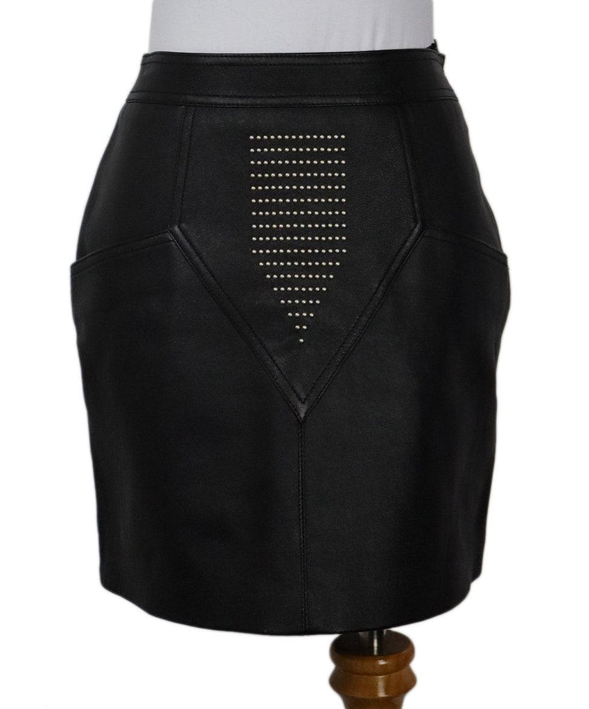 Saint Laurent Studded Black Leather Mini Skirt sz 4 - Michael's Consignment NYC
