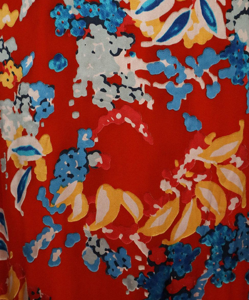 Saloni Long Red Floral Print Silk Dress sz 6 - Michael's Consignment NYC