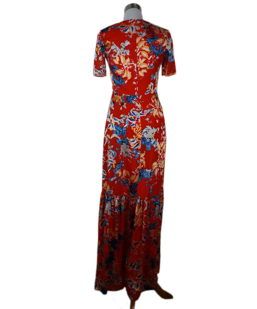Saloni Long Red Floral Print Silk Dress sz 6 - Michael's Consignment NYC