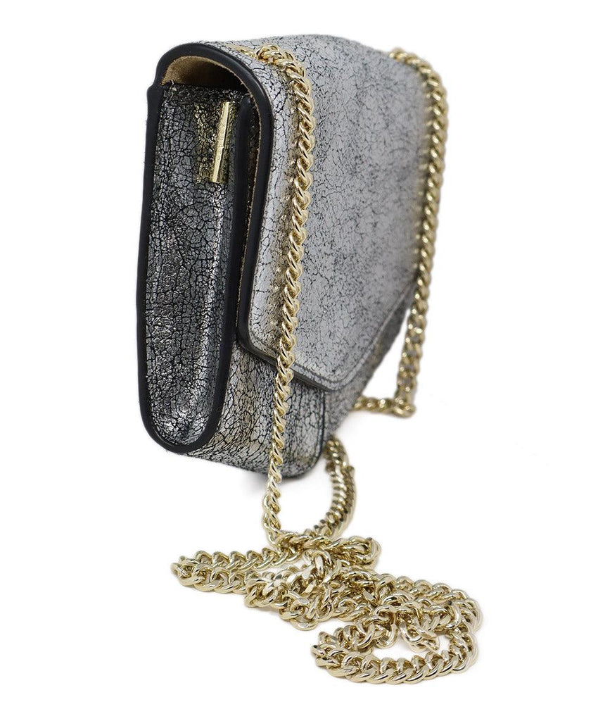 Sandro Silver Distressed Leather Crossbody - Michael's Consignment NYC
