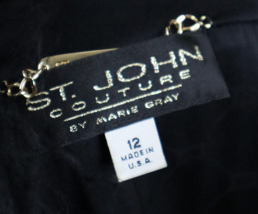 St. John B&W Knit & Lamb Fur Coat sz 12 - Michael's Consignment NYC