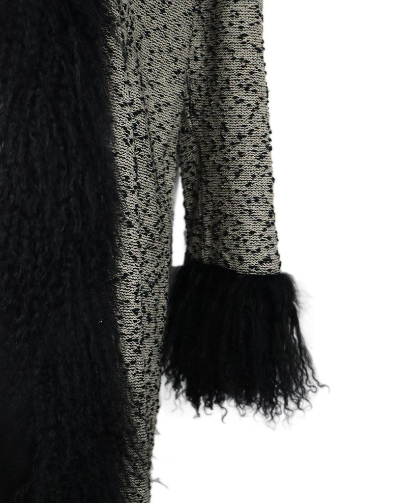 St. John B&W Knit & Lamb Fur Coat sz 12 - Michael's Consignment NYC