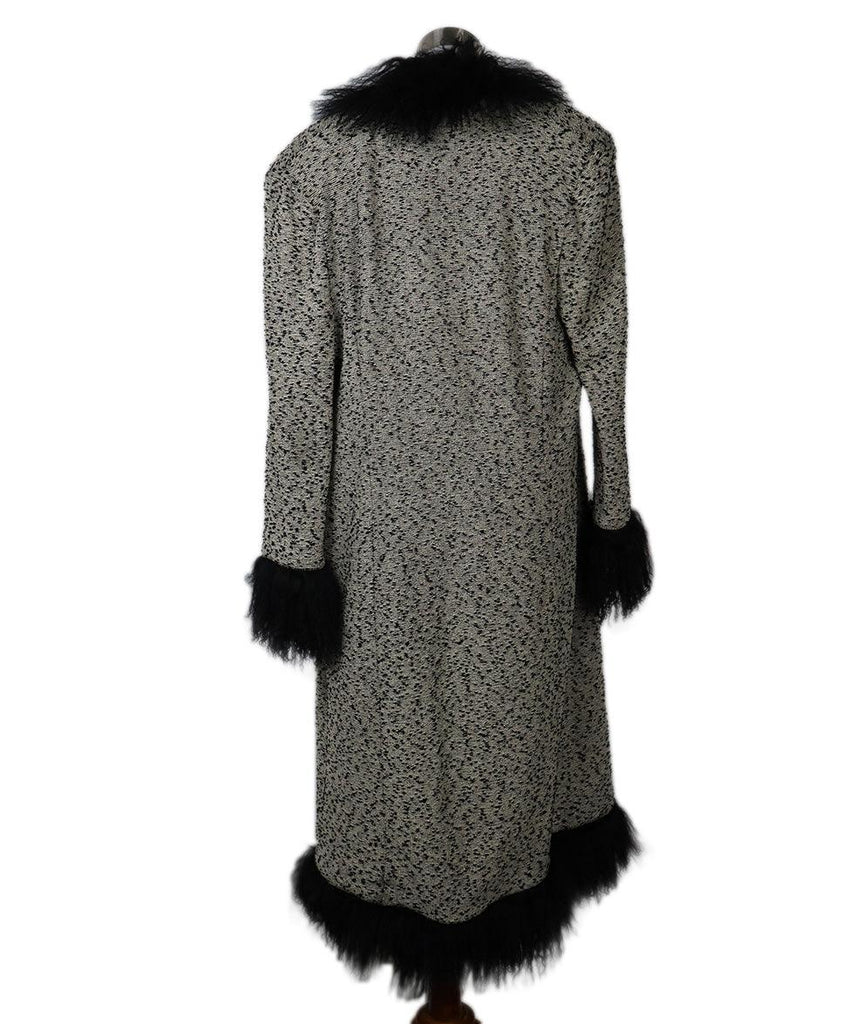 St. John B&W Knit & Lamb Fur Coat sz 12 - Michael's Consignment NYC