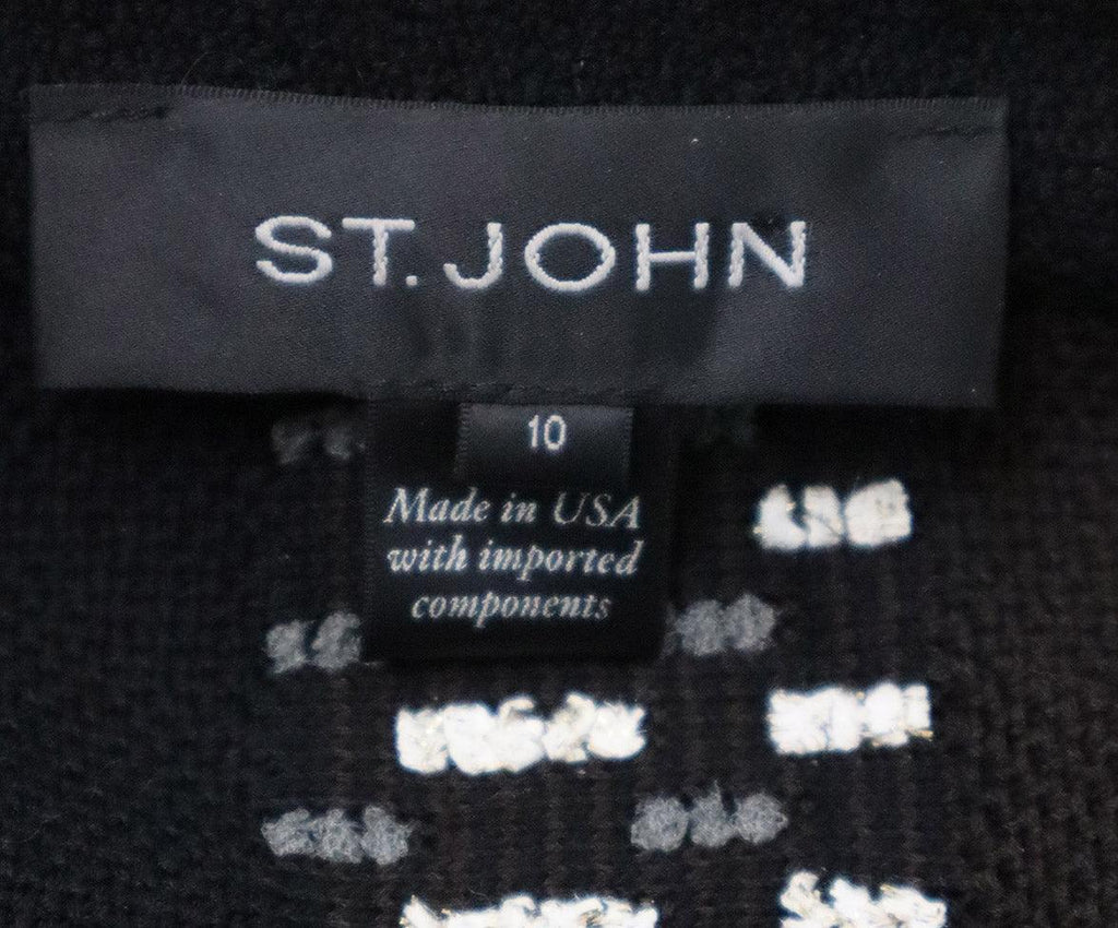 St. John Black & White Knit Cardigan sz 10 - Michael's Consignment NYC