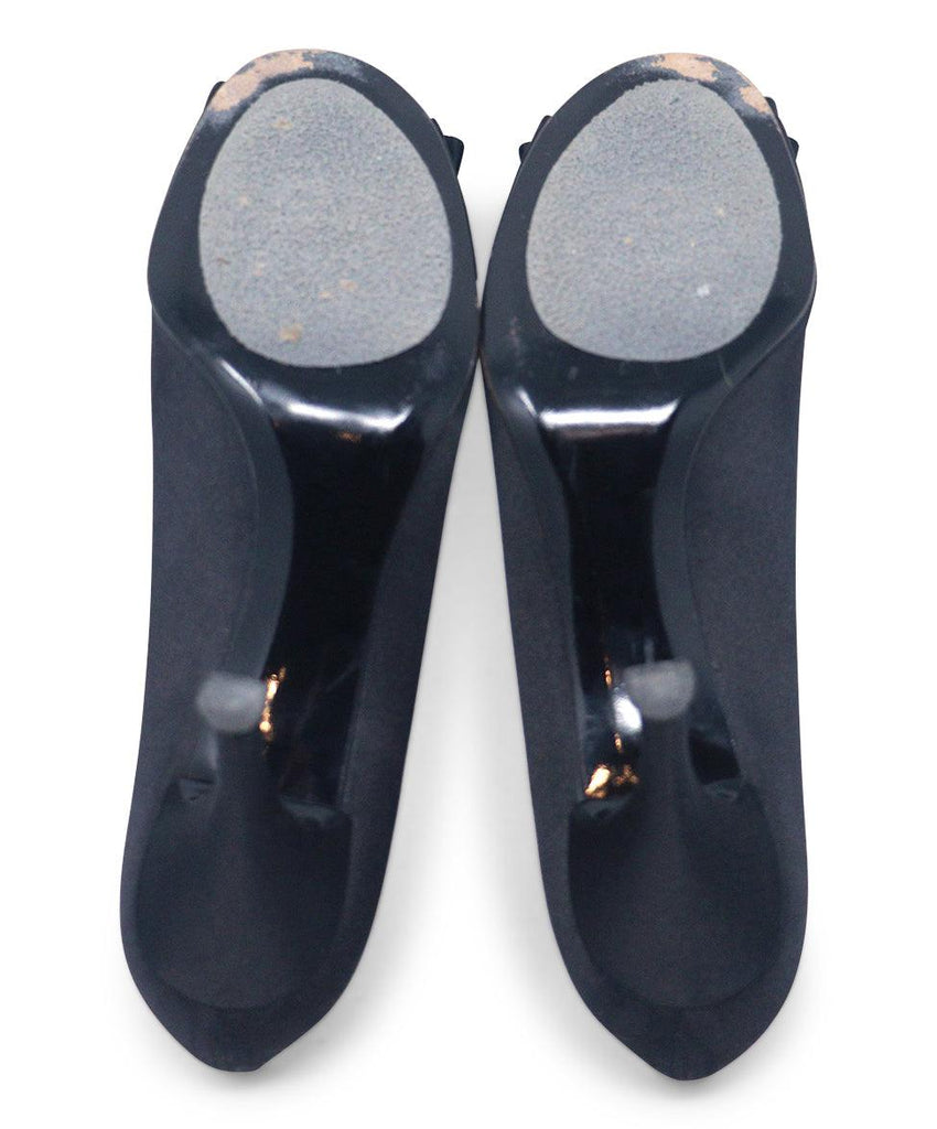 Stuart Weitzman Black Satin Ruffle Heels sz 8.5 - Michael's Consignment NYC