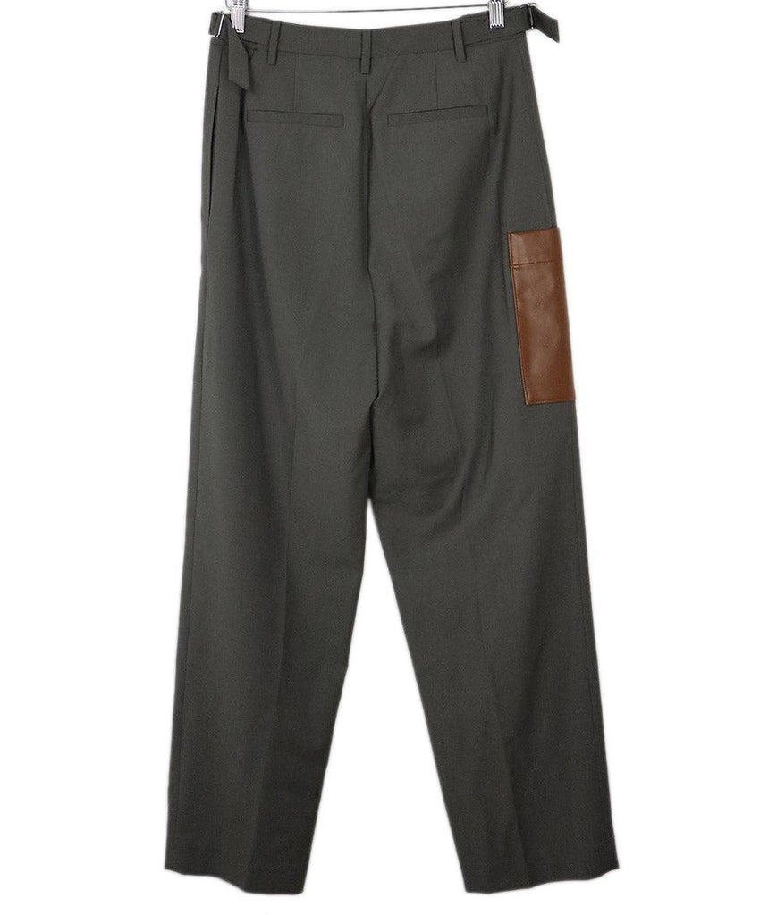 Tibi Grey Pants w/ Brown Faux Leather Detail sz 8 - Michael's Consignment NYC