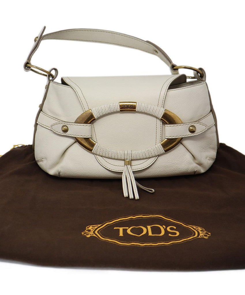 Tod's Bone White Leather Shoulder Bag - Michael's Consignment NYC