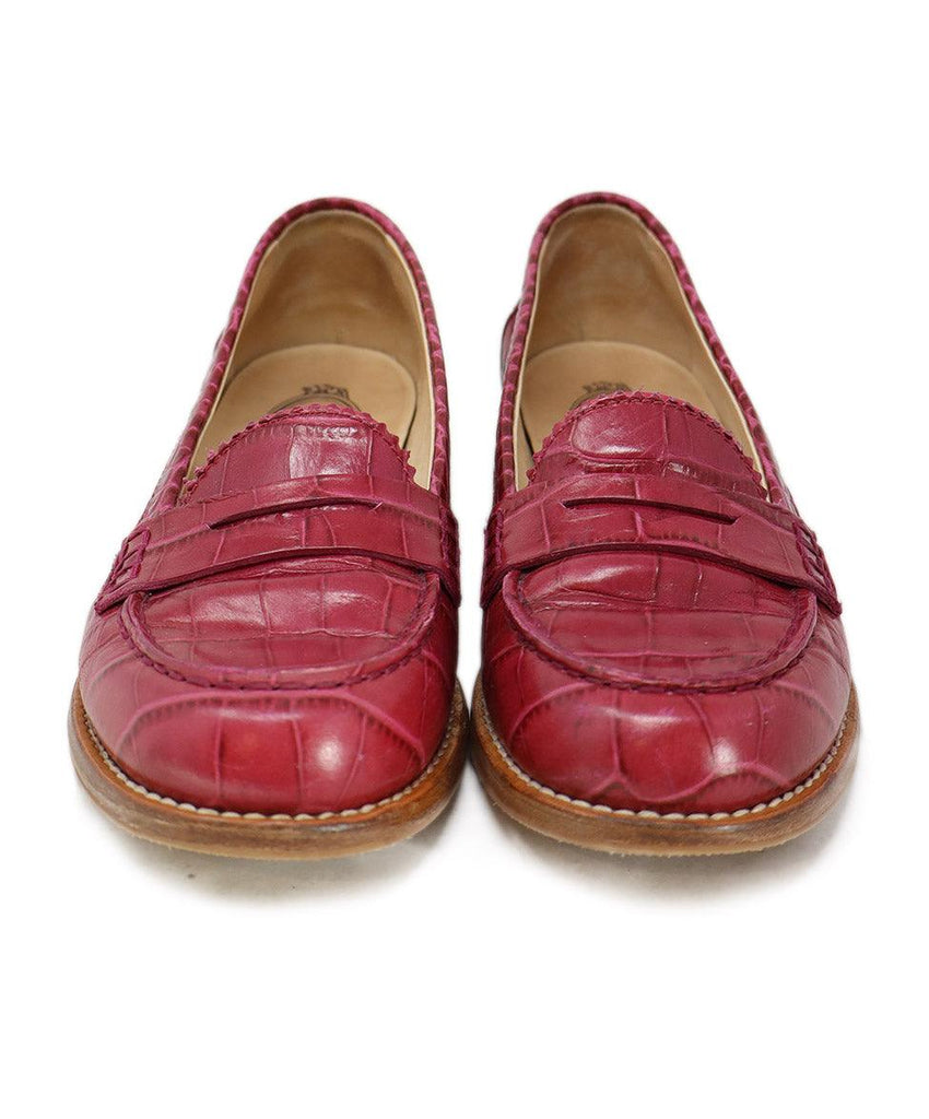 Tod's Fuchsia Crocodile Leather Loafers sz 7 - Michael's Consignment NYC