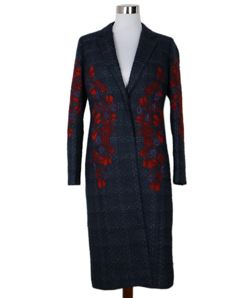 Tory Burch Navy & Red Beaded Coat sz 4 - Michael's Consignment NYC