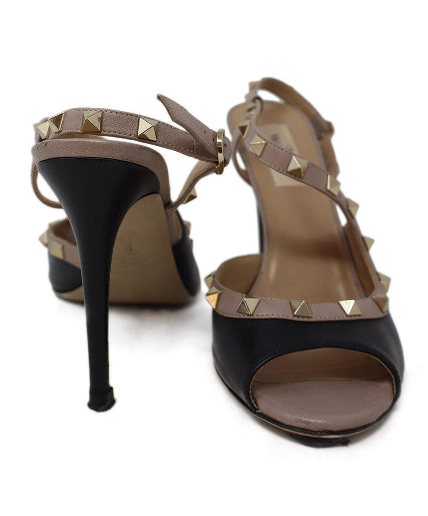 Valentino Black & Pink Leather Studded Heels sz 7.5 - Michael's Consignment NYC