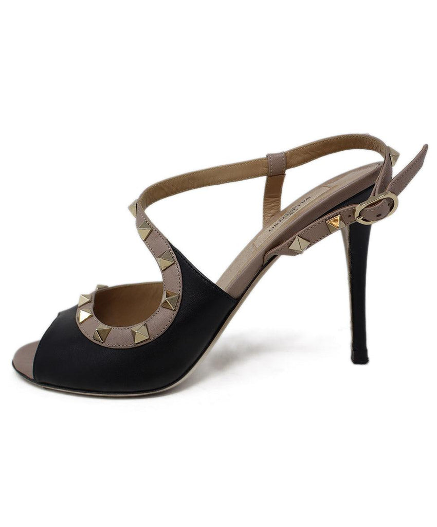 Valentino Black & Pink Leather Studded Heels sz 7.5 - Michael's Consignment NYC