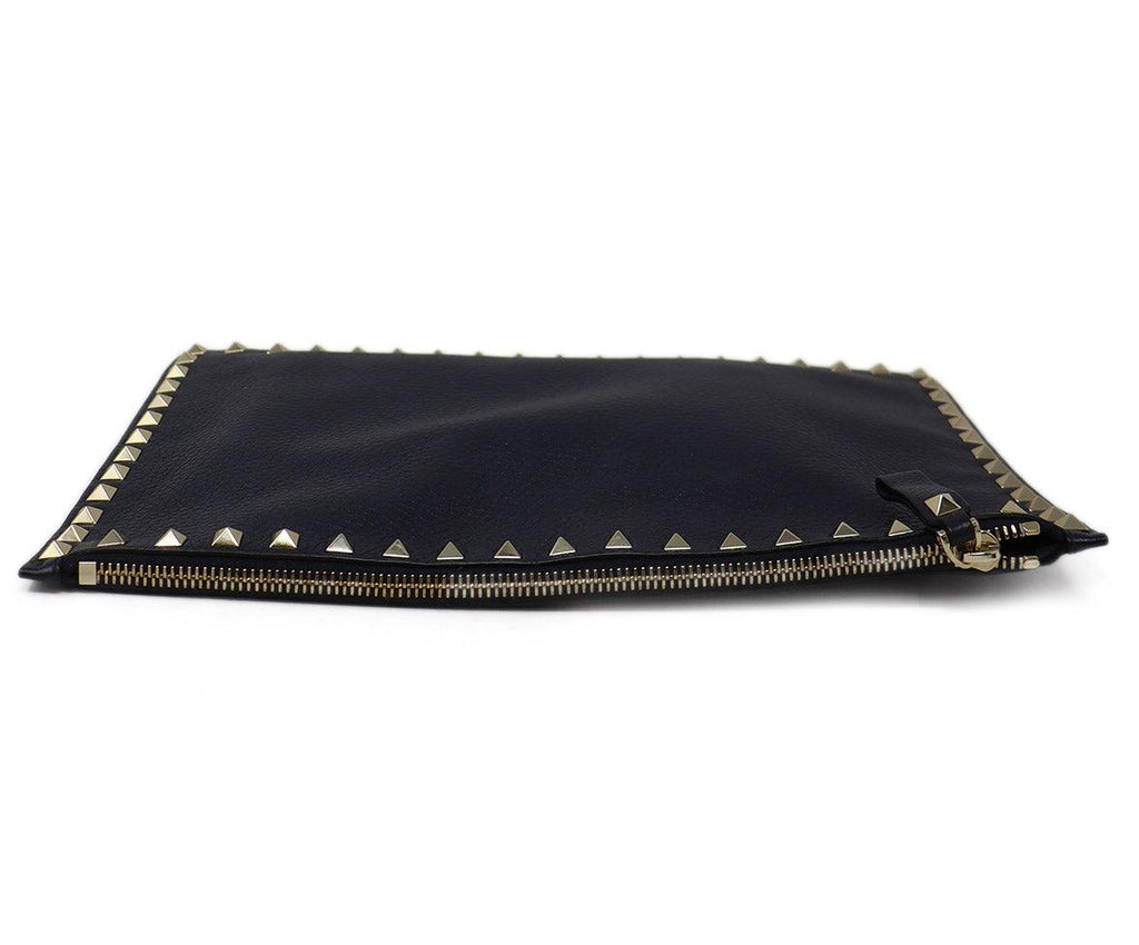 Valentino Navy Blue Leather Studded Clutch - Michael's Consignment NYC