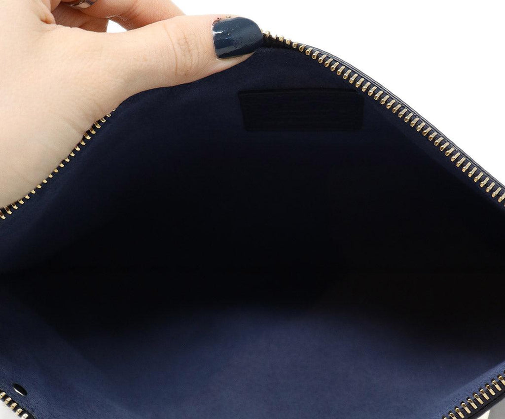 Valentino Navy Blue Leather Studded Clutch - Michael's Consignment NYC